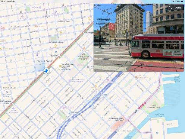 Saatavilla olevat Look Around -kadut on merkitty sinisellä Apple Mapsissa.
