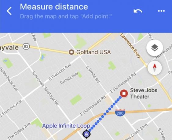 Google Mapsin etäisyys