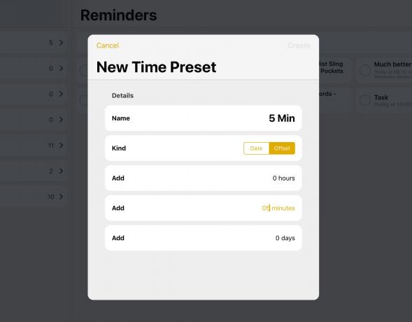 Det är enkelt att skapa nya förinställningar för timer med appen Memento -påminnelser.