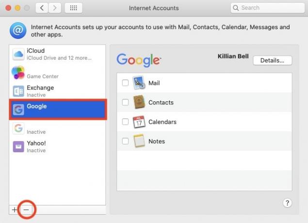 MacOS'ta bir e-posta hesabı nasıl silinir