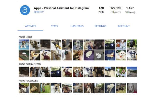 Appz डैशबोर्ड आपकी Instagram उपस्थिति को बढ़ावा देना आसान बनाता है।