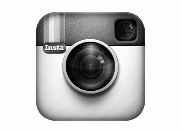 „Instagram“ tampa juoda ir balta. Logotipas: „Instagram“