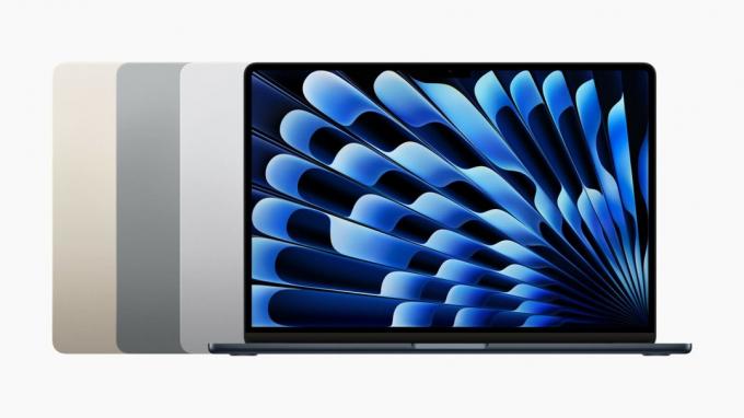 15 დიუმიანი MacBook Air გამოდის ოთხ ფერში: შუაღამისას, ვარსკვლავური სინათლე, კოსმოსური ნაცრისფერი და ვერცხლისფერი.
