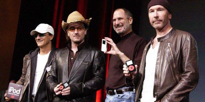 Jimmy Iovine, Bono, Steve Jobs en The Edge