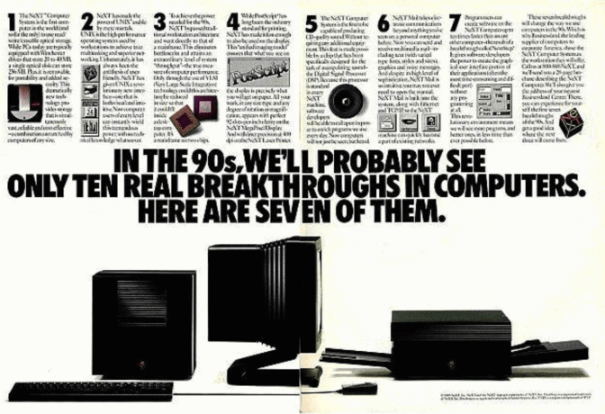 Um dos anúncios de lançamento do Computador NeXT.