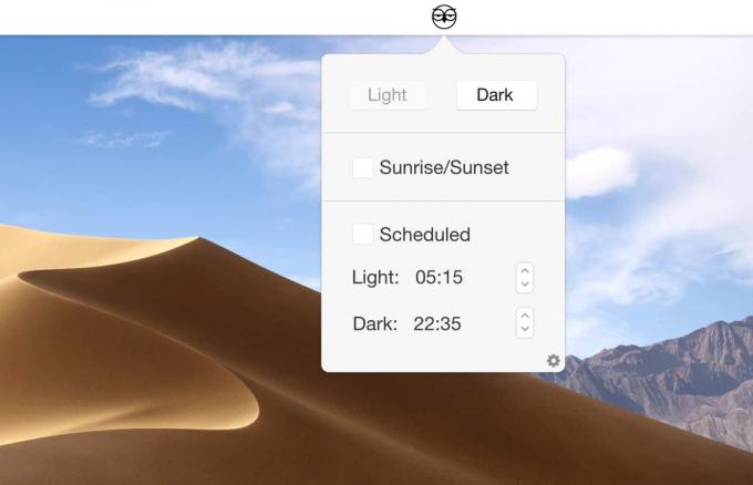 Night Owl võimaldab teil oma Maci automaatselt tumeda režiimi ja tavalise teema vahel vahetada.