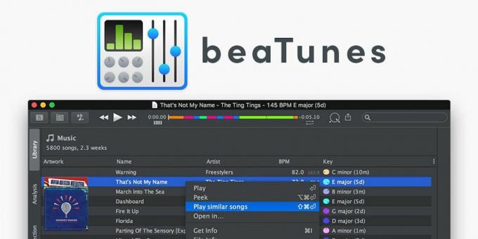 beaTunes müzik uygulaması: Bu Mac uygulaması, şarkılarınızı analiz ederek size özel ilgi çekici çalma listeleri oluşturur.