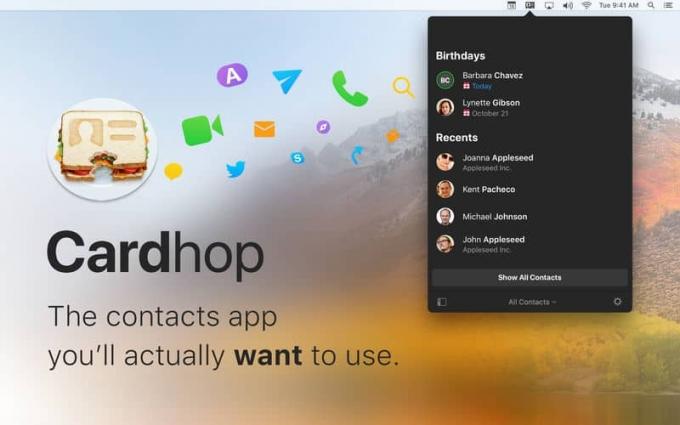 Mac. के लिए Cardhop संपर्क ऐप