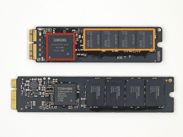 Den nya MacBook Air: s SSD (upptill) vs. den gamla MacBook Air: s SSD.