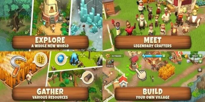 Sunrise Village, su iOS e Android, è sia un simulatore di fattoria che un gioco di avventura.