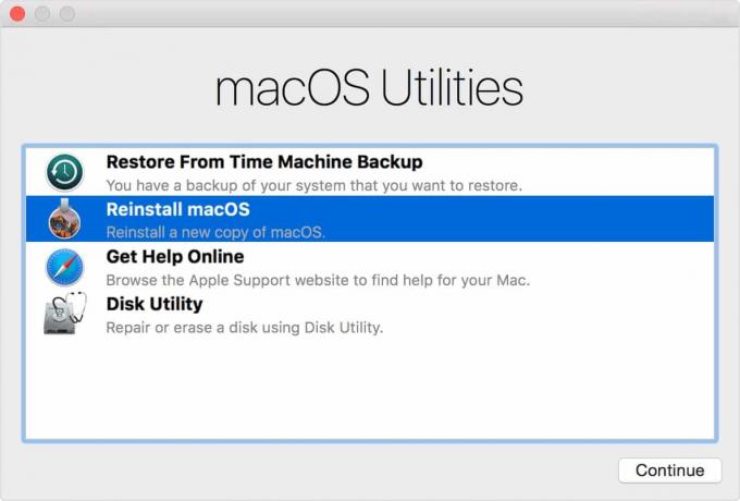 Palautustilan avulla voit asentaa macOS: n uudelleen Internetistä.