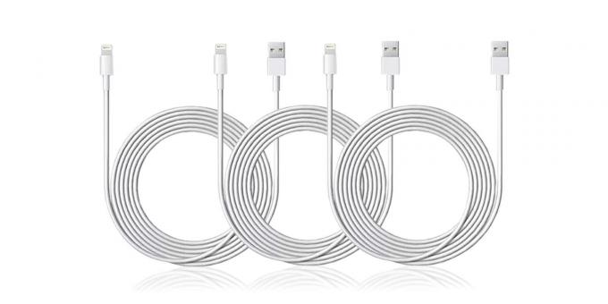CoM - Cablu fulger certificat Apple MFi de 6,5 ft - pachet de 3