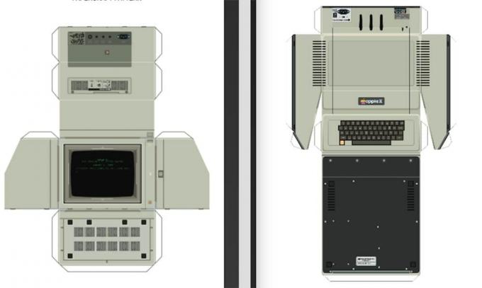 Apple II ქაღალდის ხელნაკეთობების ნიმუშების სამი გვერდიდან ორი
