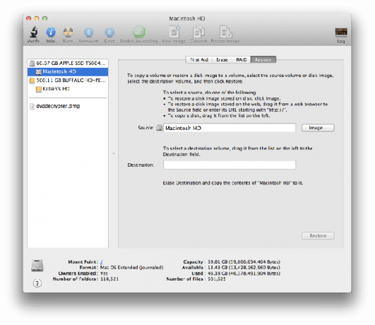 Utilitário de disco no Mac OS-X