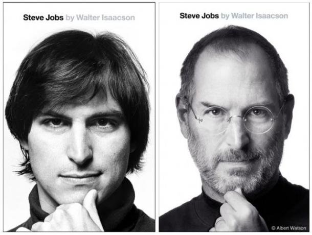 Fotografia lui Albert Watson cu Steve Jobs, dreapta, este similară cu portretul lui Jobs în anii tineri.
