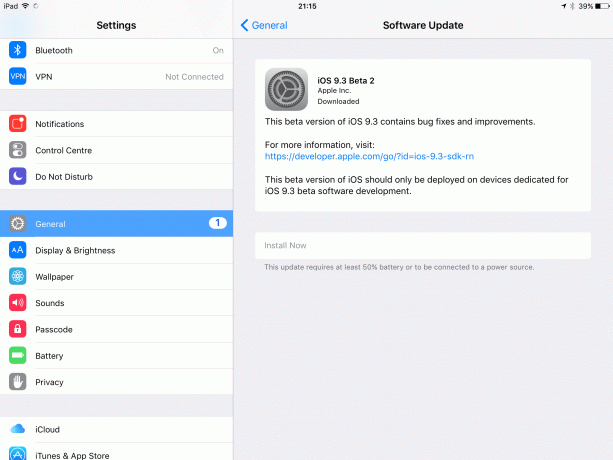 iOS 9.3 beta 2, nu tillgänglig för nedladdning. Bild: Oliver Haslam - Cult of Mac