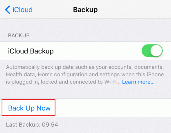 forțând backupul iCloud