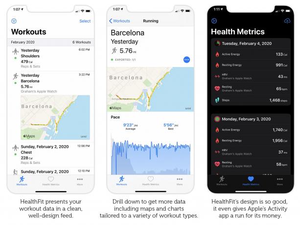 Освен че ви позволява да синхронизирате тренировките на Apple Watch със Strava, HealthFit е чудесно приложение само по себе си.