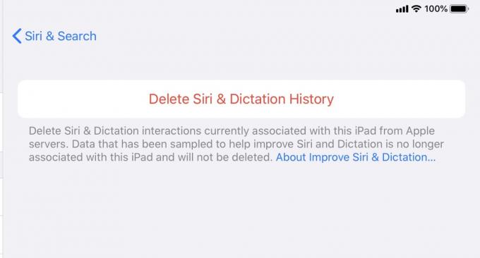 Изтрийте всички данни на Siri, които Apple вече е събрала.