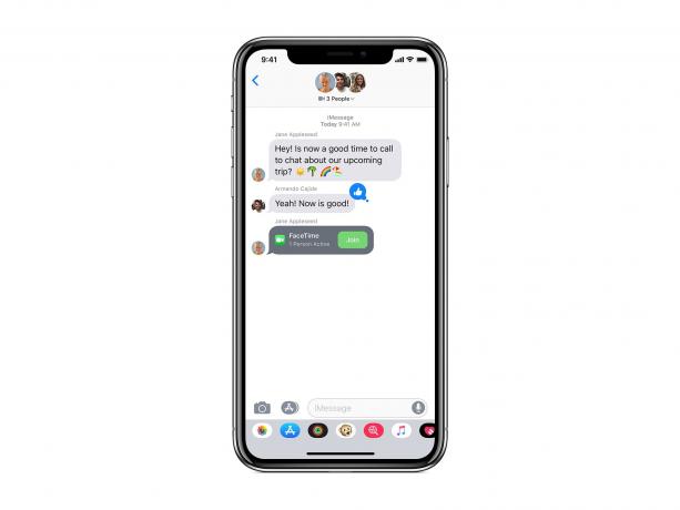 Únase a una llamada grupal de FaceTime desde dentro de un hilo de mensajes.