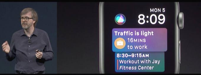 Kevin Lynch zeigt das neue Siri-Zifferblatt für die Apple Watch.