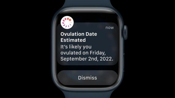 Apple Watch che mostra l'avviso di rilevamento dell'ovulazione
