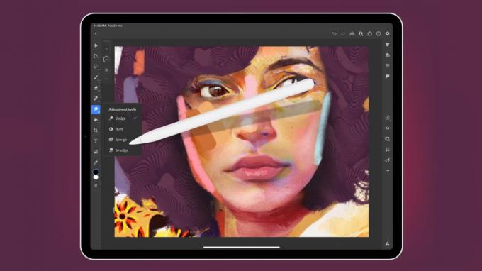 iPad के लिए Photoshop स्मज और स्पंज टूल के साथ बढ़ाया गया