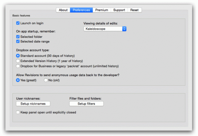 As preferências de revisões permitem ajustar o comportamento do aplicativo Mac.