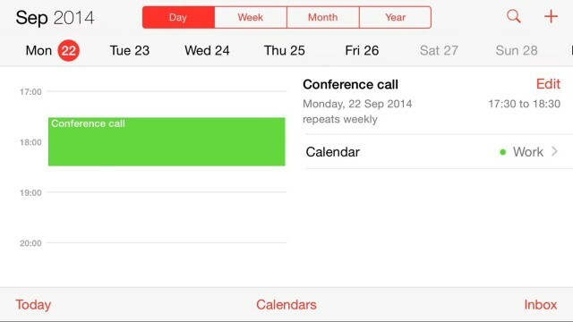 Новый вид календаря для 6 Plus. Скриншот: Киллиан Белл / Cult of Mac.
