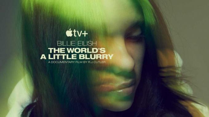 Imagine promoțională Apple TV+ pentru documentarul „Billie Eilish: The World’s a Little Blurry”.