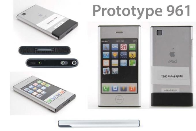 Tidiga iPhone -prototyper förråder deras iPod -arv med " iPod" etsad i ryggen. Skärmen är en klistermärke tryckt med falska ikoner. Konstruktörerna fick inte se operativsystemet när det utvecklades.