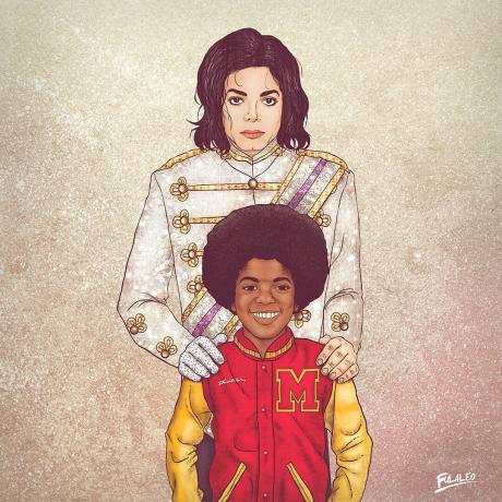 Młody i starszy Michael Jackson, król popu.