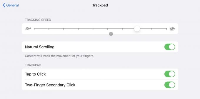 नियमित ट्रैकपैड सेटिंग्स iPad ट्रैकपैड विकल्पों को अनुकूलित करने के कई तरीके प्रदान करती हैं।
