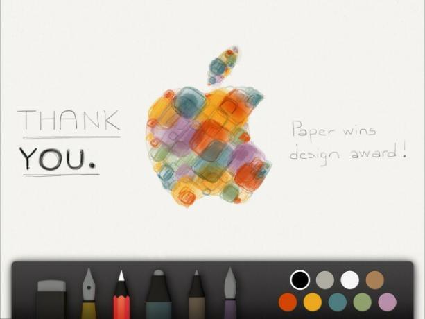 A népszerű iPad rajzoló alkalmazás, a Paper készítői megköszönik az Apple -nek, hogy idén díjat adományozott nekik.