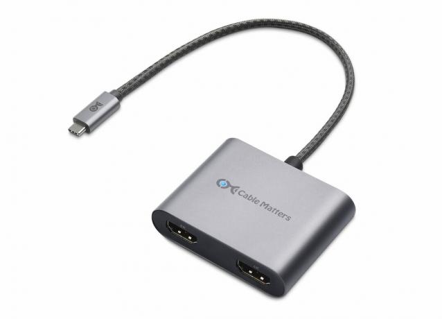 Cablul contează adaptorul USB-C la dual HDMI oferă suport video 8K și 4K.