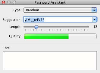 OS X ingebouwde wachtwoordgenerator
