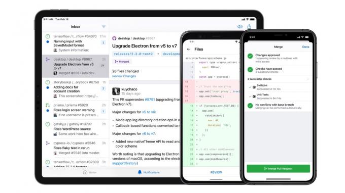 GitHub per dispositivi mobili per iOS e Android