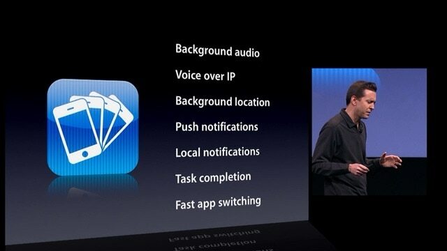 Scott Forstall introducerer multitasking i iOS 4