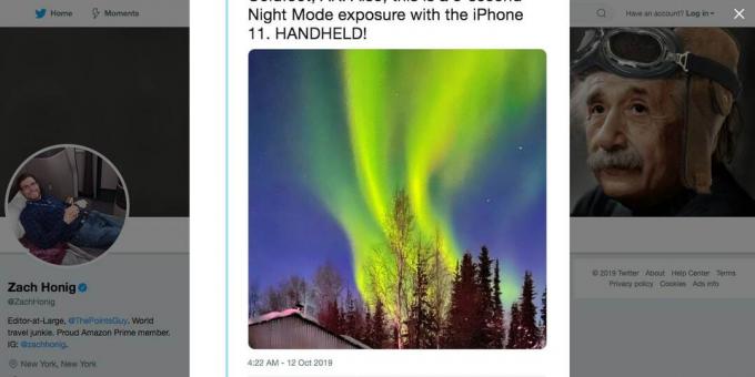 Zach Honigova fotografija sjevernog svjetla snimljena na iPhoneu