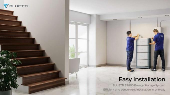 I motsetning til noen reservestrømsystemer, er Bluettis EP800 enkel å installere innendørs eller utendørs.