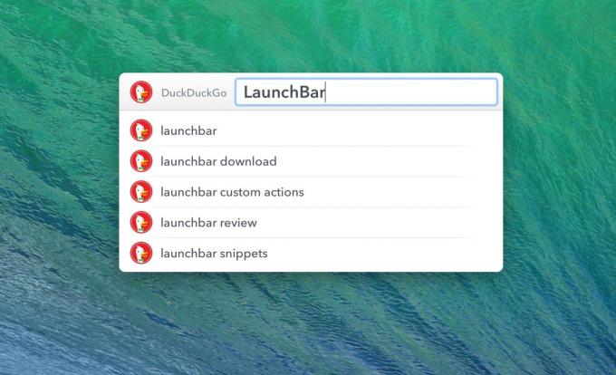 Pomocí LaunchBar můžete provádět webové vyhledávání pomocí DuckDuckGo
