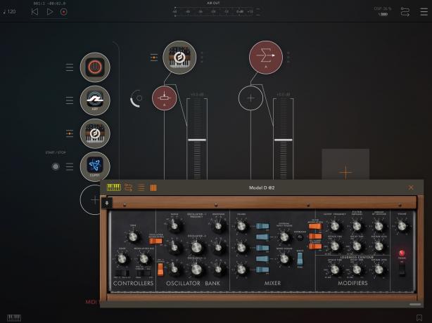 Schauen Sie sich den neuen MIDI-Strip links in der AUM-Audiomixer-App an.