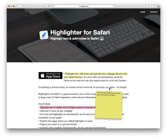 Safari for Highlighter– ით, ვებ გვერდის ხაზგასმა ადვილი და ეფექტურია.