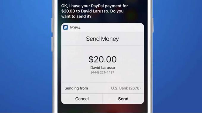 Siri voi nyt lähettää ystäville käteistä PayPalin kautta.