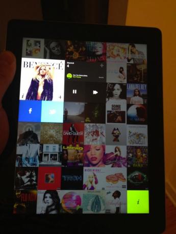 Rozhraní pro nadcházející aplikaci Spotify pro iPad.