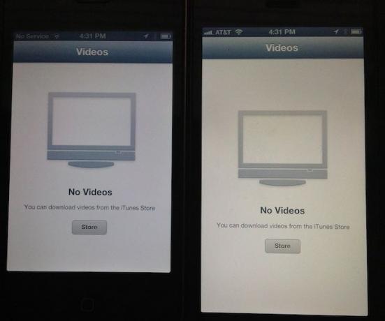 iPhone 4 aan de linkerkant; iPhone 5 aan de rechterkant.