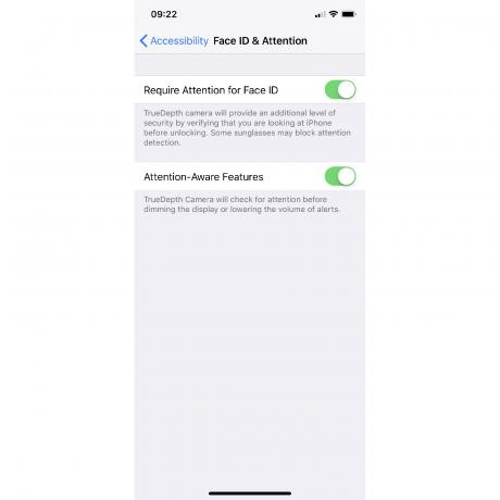 Тук можете да изключите функциите на iPhone X TrueDepth, насочени към вниманието.