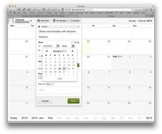 fastmail -kalenterin beta