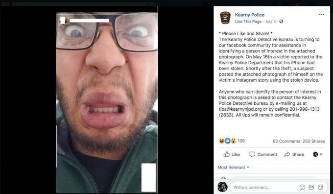Un suspect dans une coque d'iPhone volée publie un selfie sur l'Instagram de la victime