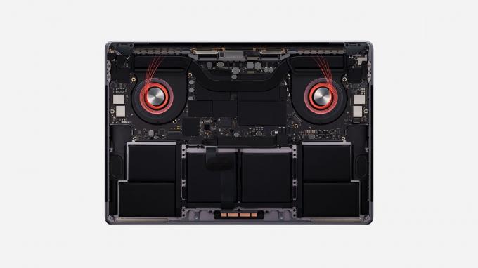 16 colių „MacBook Pro“ šilumos valdymas